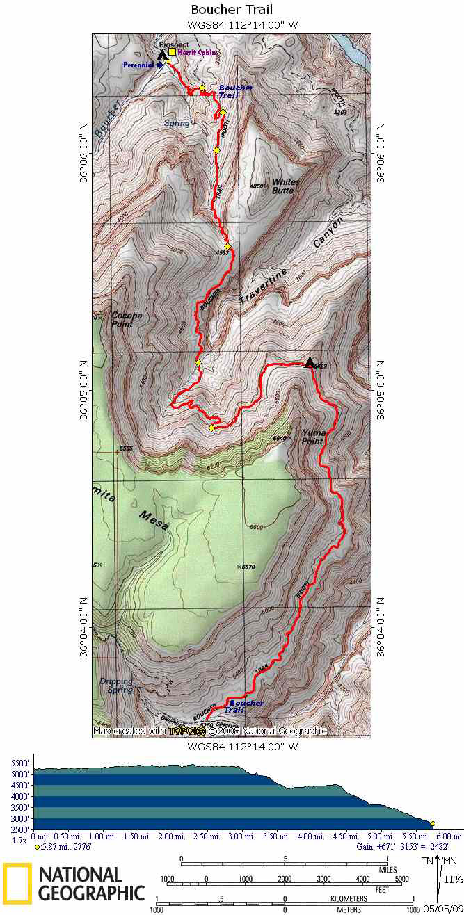 Map of Boucher Trail with Elevation Profile