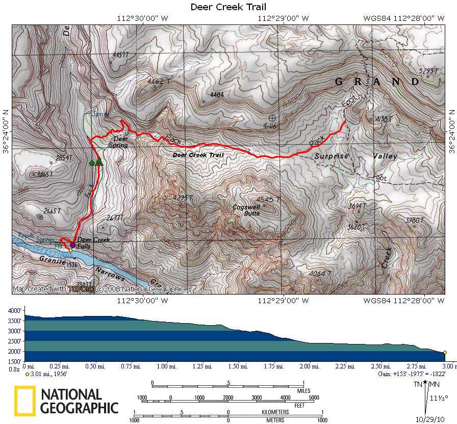 Map of Deer Creek Trail with Elevation Profile