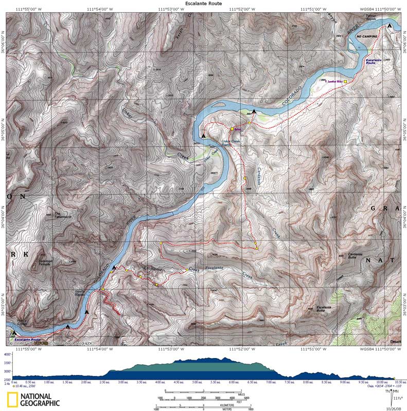 Map of Escalante Route with Elevation Profile