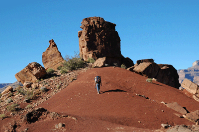 Dwarfed by Grand Canyon boulders