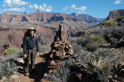 At the Old Miners Trail trailhead cairn