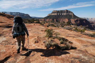 Hiking across the Esplanade toward Steamboat Mountain