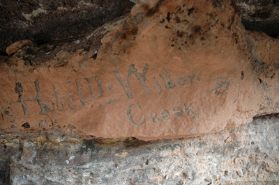 Names in the west arm of Grapevine Creek: Hotel De Willow Creek