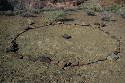 Circle of Rocks marking the eastern boundary of Cremation Creek Canyon