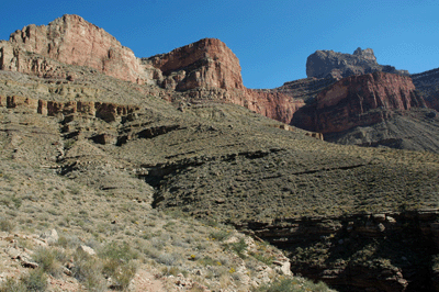 Hiking through Hance Canyon below the west side of Coronado Butte