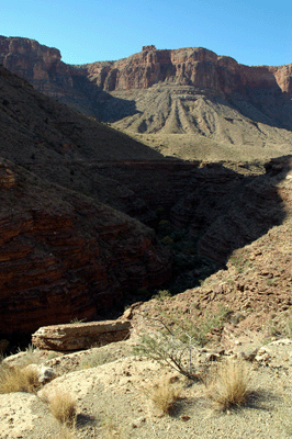 Looking through Hance Canyon towards the east arm of Horseshoe Mesa