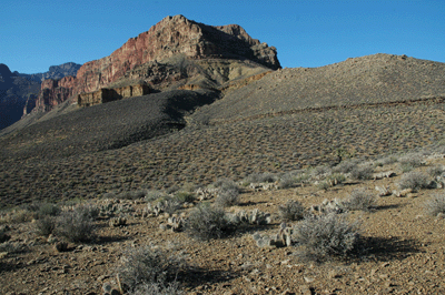 Turning the corner below the east arm of Horseshoe Mesa