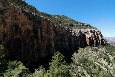 A view looking west towards the Coconino in Garnet Canyon from South Bass Trail