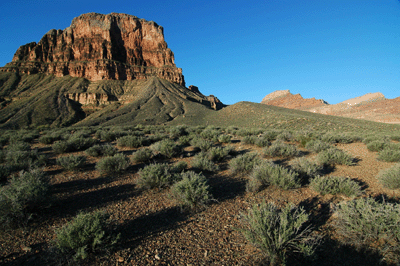 Geikie Peak with Castor and Pollux temples seen in the distance