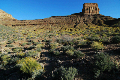 Scylla Butte guards the northern approach to Slate Canyon