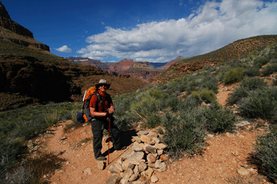 Bill standing at the junction of the South Bass and Tonto (east) Trails