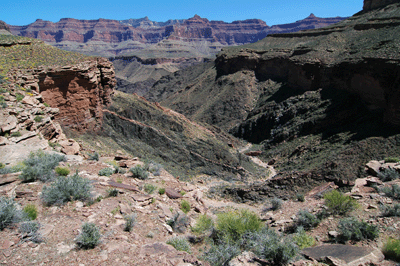 Looking down canyon through Ruby