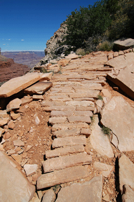 Cobblestone work in the Coconino along the Hermit Trail