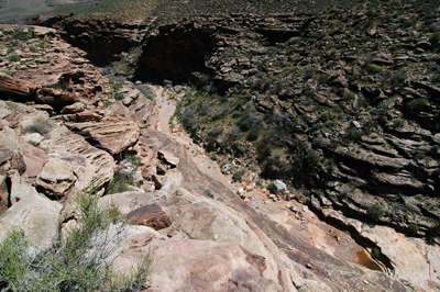 Pothole water at the head of Sapphire Canyon below the trail crossing