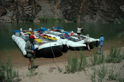 River runners stopped at Granite Rapids beach for lunch