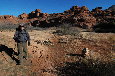 Dennis arriving at the mouth of Hack Canyon