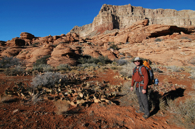 Bill pausing for a photo op in Hack Canyon