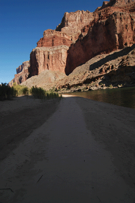 Kwagunt Beach darkened by the early morning shade