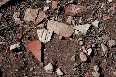 Pottery sherds near Kwagunt Creek