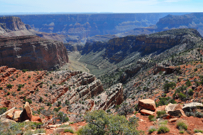 A view down Nankoweap Creek toward the Colorado River