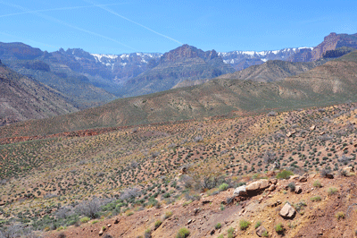 Looking toward the snow-covered North Rim of Grand Canyon