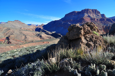 An exposed rock formation on the route from Kwagunt to Malgosa