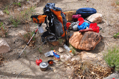 Preparing lunch at the Still Spring in Lava Creek Canyon