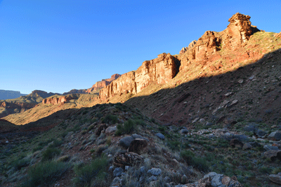 Unkar Creek Canyon bathed in sunrise