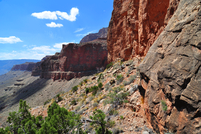 A view to the southwest through Vishnu Creek Canyon