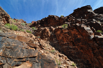 An exit route through the Tapeats in 'Double Disappointment' Canyon