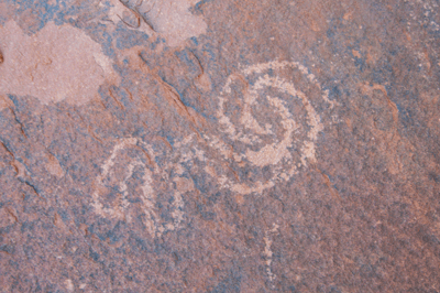 Snake petroglyph in Nankoweap Creek