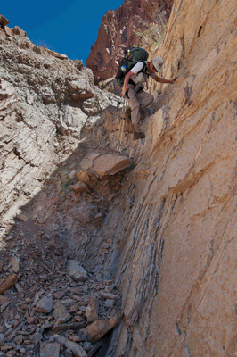 The last significant down climb in East Carbon