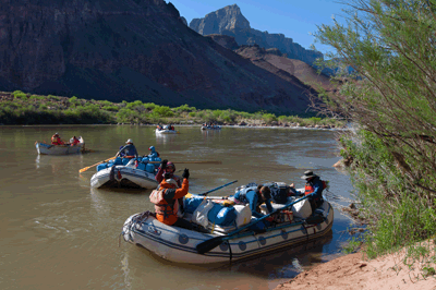 The AZRA river party departs Lava beach