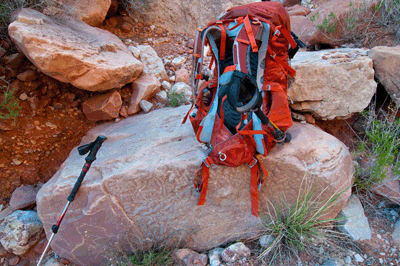 My pack and trekking pole take a well-earned break