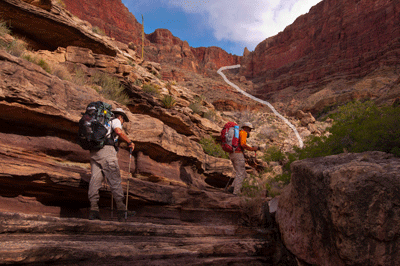 Chris and Rob leave Vishnu's Sinumo Quartzite Narrows en route to the Redwall