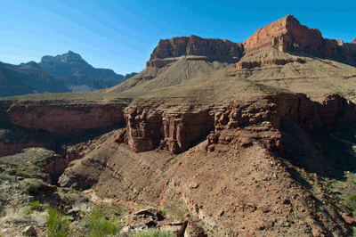 Looking into the east arm of Clear Creek from near the top of the descent route