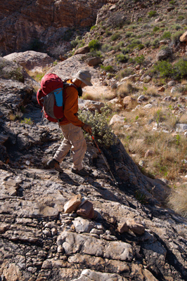 Chris approaches the creek bed in the east arm of Clear Creek