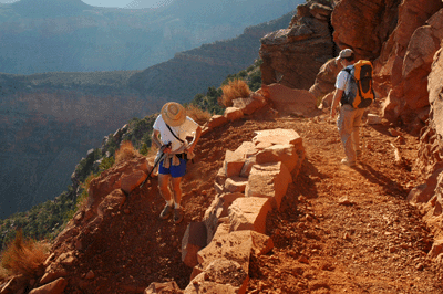 With John leading the way, we begin the descent from Ohh Ahh Point