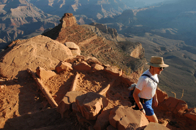 John descending toward Cedar Ridge