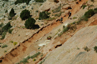 Hikers climbing from Cedar Ridge