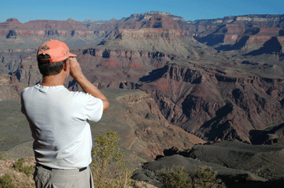 Dennis snaps a photo from the top of the Redwall