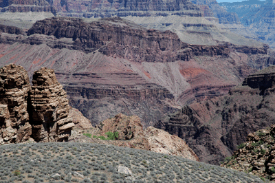 Folded geological layers in the wall of Granite Gorge