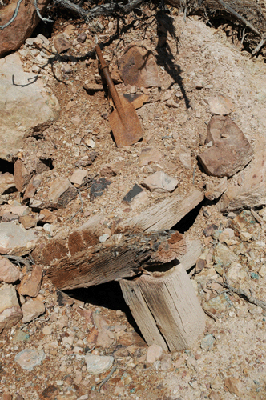 A caved in mine entrance on Horseshoe Mesa