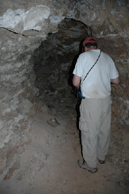 Dennis at the end of a branch in the mine