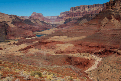 Chuar Butte and Palisades of the Desert seen off in the distance from Tanner trail