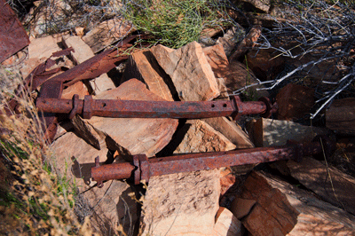 More rusted hardware and stone at the old still operation