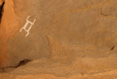 A petroglyph in the ceiling of the overhang at Juno Ruin