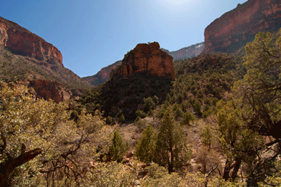 Looking south toward the route to the Lava-Unkar Redwall saddle