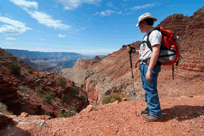 Pausing to admire the view into Seventyfive Mile Canyon