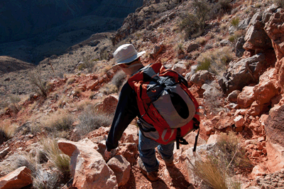 The descent through the Redwall on Tanner trail